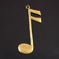 39mm Music Sixteenth Note Charm, Vintage Gold, pack of 6