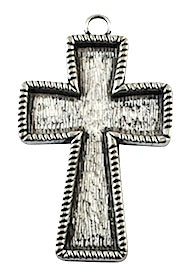 70mm Cross Bezel Pendant, Antique Silver, Pack of 6