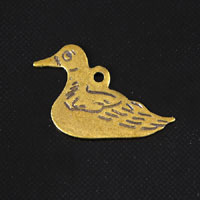 18x12mm Vintage Brass Duck Charm, pk/6