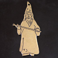Wizard charm 56mm Wizard Magician Charm, vintage gold, pack of 2