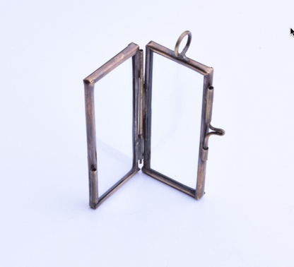 Rectangle, Vintage Brass - Our Glass Frame Pendants-PKG/6