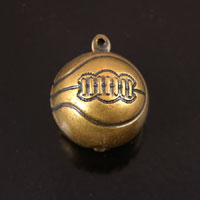 17mm Puff Basketball Charm, Vintage Gold, pack of 6