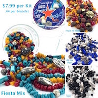 Bead Garden "Fruit~n~Nuts" 18 Bracelet Kit, red, mango, brown, & gold plated beads, with cord & container