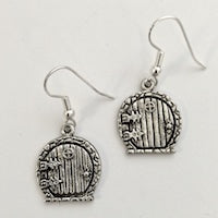 Hobbit Hole / Fairy Wish Door Earrings, antique silver, 1 pair