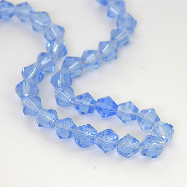 6mm Bicone Lt Sapphire Beads, faceted, 13.5" strand