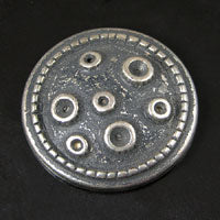 38mm Moon Surface Button Cabochon w/bezels, Antique Silver, pack of 2