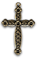 Classic Silver Finish Decorative Floral Cross Charm, pk/6