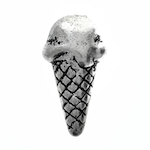 Vintage Ice CREAM CONE Cabochon, antique silver, pack of 3