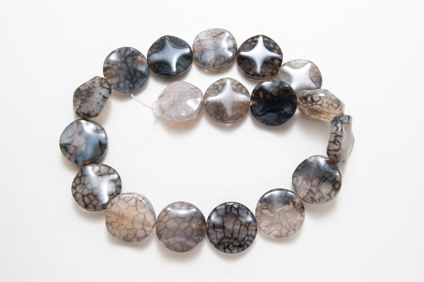 Smokey Coin Agate Beads, 16" Strand