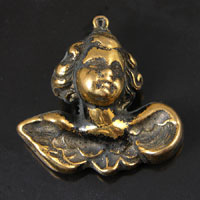 38mm Cherub wings Pendant Drop, antique gold, pack 3