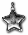 50mm PUFF STAR Charm or Pendant, Antique Silver, pack of 6