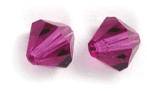 Swarovski Crystal 6mm Bicone Beads, Fuchsia, Sold by Dozen