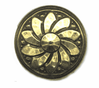 30mm Round Pinwheel Flatback, Antiqued Gold, ea