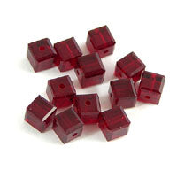 Swarovski Crystal 4mm Square Beads, Siam, pack of 12