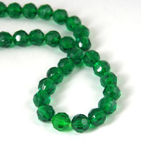 8mm Faceted Lucite Beads, Emerald Green, 12 inch strand
