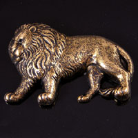 2.15x1.35in Standing Lion, Antiqued Gold Flat Back, pack of 2