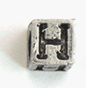 8mm Cast Metal Alphabet Bead, H, pack of 12