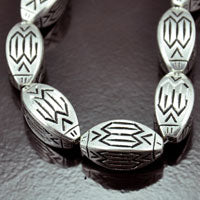 28x14mm Classic Silver Marquise Oval Etched 12in Strand