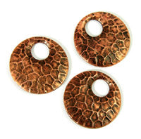 40mm Hammered Reptile Skin Pendant, Antiqued Copper, pack of 3