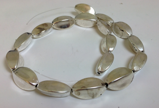 Oblong Silver Plate 18mm x 11mm bead, strand