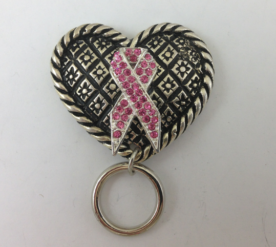 Breast Cancer Ribbon "Find the Cure" Nurses Badge clip holder, Magnetic