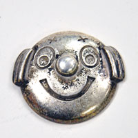 30mm(1.19in) Antiqued Silver Smilin-Face Flat Back, ea