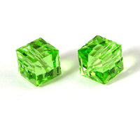 Swarovski Crystal 6mm  Square Beads, Peridot Green, pack of 2