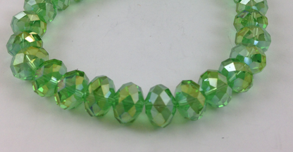 9x12m Rondelle Faceted Crystal Green Beads, 16" Strand, 48 Beads