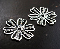 23x23mm Classic Silver Finish Filigree Flower, pk/6