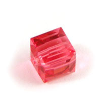 Swarovski Crystal 6mm Square Beads, Padparadscha Pink, pack of 2