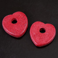 15mm Clay Heart Pendant, Red, pack of 12