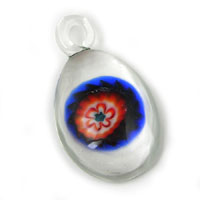 21mm Crystal, Blue, and Red Oval Glass Pendants, ea