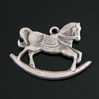 20mm Rocking Horse Charm, Vintage Silver, 6 pack