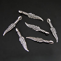 28mm Feather Charm, Vintage Silver, Pack of 12