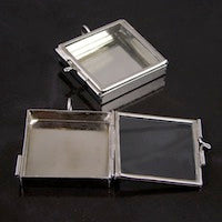 1.59" Shadow Box Locket Pendant, Silver, 2 pack (CLONE)