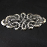 73x30mm Viking Norse Celtic Twisted Knotted Rope Barrette Cloak Clasp finding, Flat back, Antique Silver, pack of 4