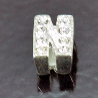 11mm Rhinestone Letter Slide Charm - N, ea