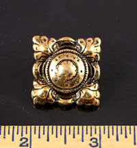 27mm Antique Gold Square Tile Button, ea