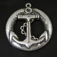 50mm Vintage Mariner Anchor Drop/Pendant, Antiqued Silver, pack of 2