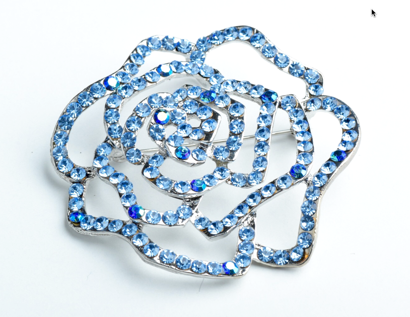 59mm Large Rose Pin, Light Sapphire/Light Sapphire AB  EA