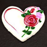 31x27mm Vintage Lucite Resin Heart w/Roses(flatback), pk/4