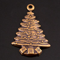 22x15mm Christmas Tree Charm, Vintage Brass, pack of 6