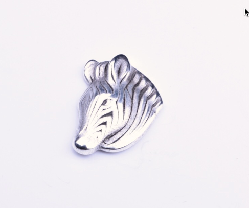 Antique Silver Finish Zebra Head ea