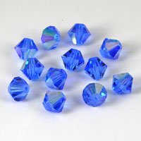 Swarovski Crystal 6mm Bicone Beads, Sapphire AB, pk/12