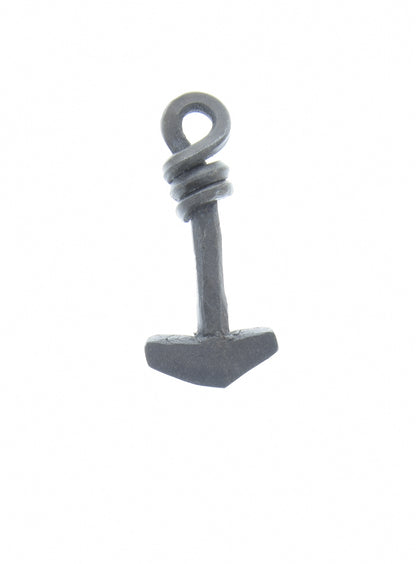 Thor's Hammer Focal Pendant drop, 44mm with loop, forged steel, each P4084AG