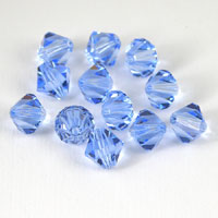 Swarovski Crystal 8mm Bicone Beads, Light Sapphire Blue, pack of 12