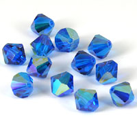 Swarovski Crystal 8mm Bicone Beads, Capri Blue AB, pk/12