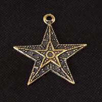 17mm Terraced Star Charm, Vintage Brass, pk/6