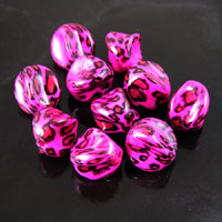 15mm Pink Leopard Cheetah Print Nugget Shaped Lucite Beads, 6 inch strand