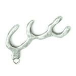 Antler Charm, 33mm, cast zinc, antique silver, Pack of 4